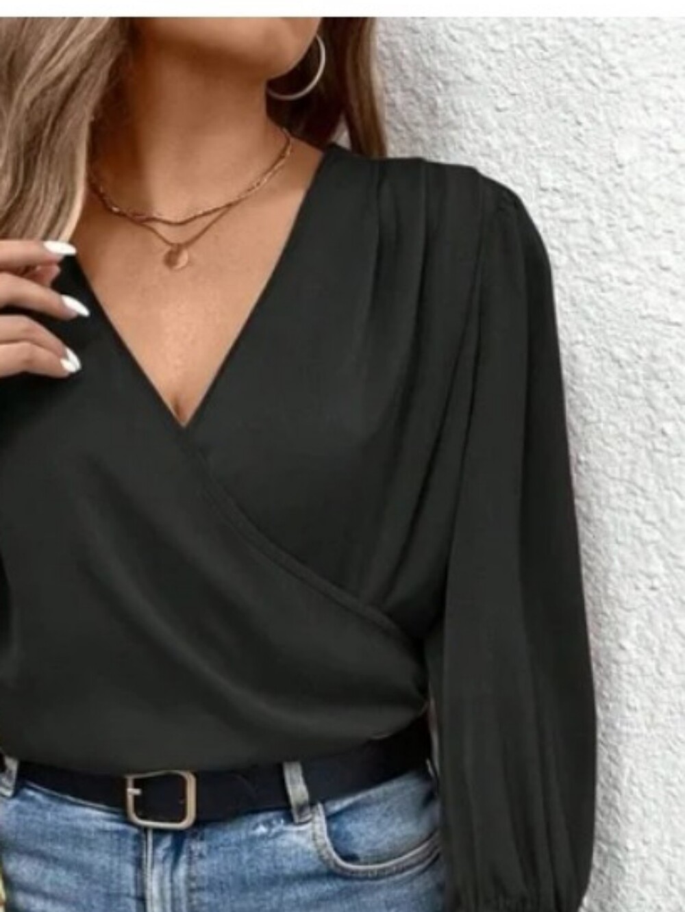 Apt. 9 Black Surplice Blouse Sz L 0x